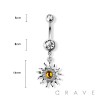 YELLOW TOPAZ SUN DANGLE 316L SURGICAL STEEL NAVEL RING